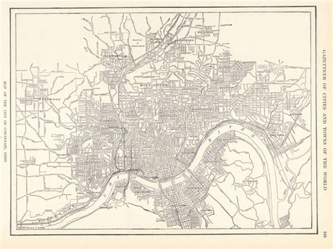 1904 Antique CINCINNATI Ohio Street Map Vintage City Map of Cincinnati ...