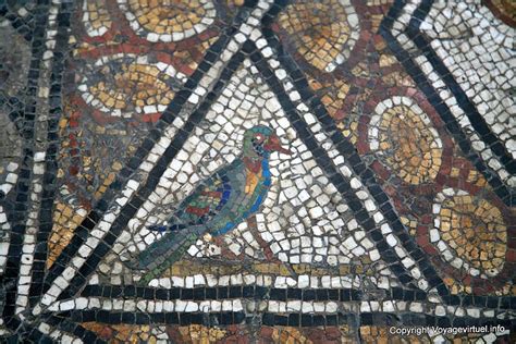 Bardo Museum, colorful bird, mosaic fragment - Tunisia