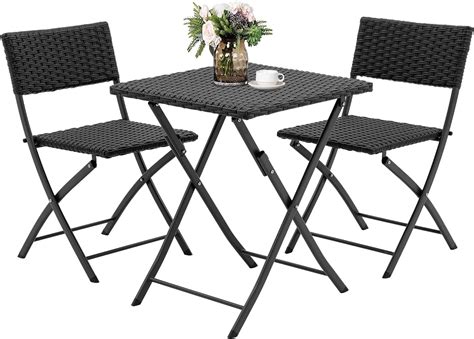Amazon.com: Goplus Patio Bistro Set, 3-Piece Patio Dining Furniture Set with Round Tempered ...