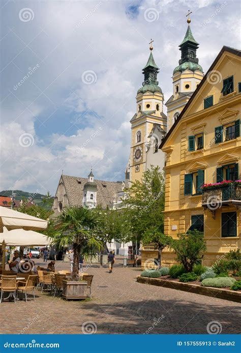 BRIXEN - BRESSANONE, ITALY - AUGUST 31, 2019: View of Cathedral Square, Showing Cathedral and ...