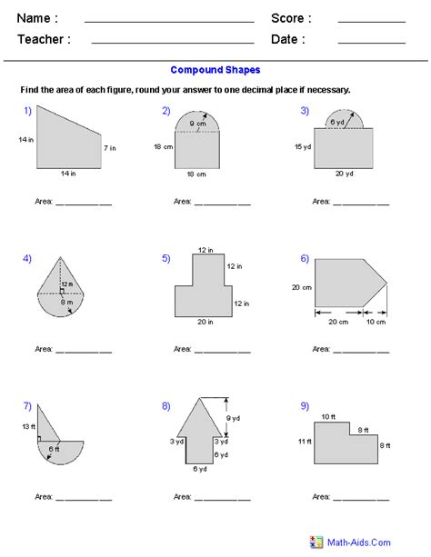 Geometry Worksheets | Area Worksheets