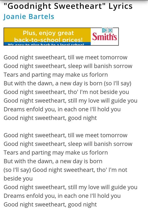 Goodnight sweetheart lyrics