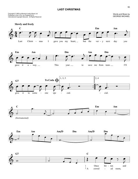 Last Christmas by Wham! Sheet Music for Easy Lead Sheet / Fake Book at ...