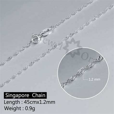 Singapore Chain 925 Sterling Silver Necklaces For Women 45cm / 50cm Necklaces & Pendants ...