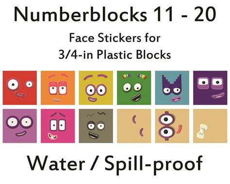 Numberblocks 0 100 Face and Body Stickers, Waterproof, Scratch and UV Resistant, Peel and Stick ...