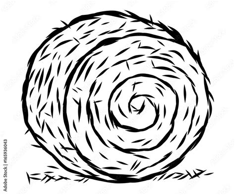 rolled hay / cartoon vector and illustration, black and white, hand drawn, sketch style ...