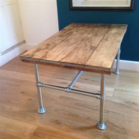 industrial dining table scaffold board top with galvanised | Industrial dining table, Dining ...