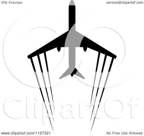 Clipart Of A Black Silhouetted Airplane And Trails 9 - Royalty Free Vector Illustration by ...