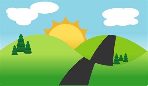 480x800 resolution | green mountain with sun and clouds illustration, Adobe Illustrator, artwork ...