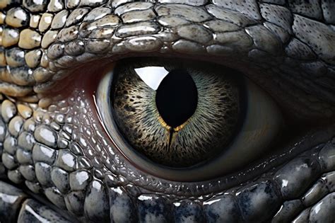 Premium AI Image | Close up of a crocodile's eye extreme closeup