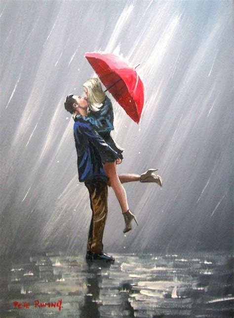 Under A Red Umbrella by Michal Madison | Original canvas painting ...