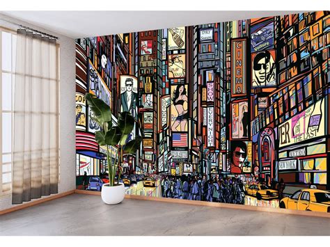 Times Square Wallpaper New York City Wall Mural Pop Art Graphic City ...