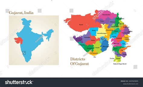 Administrative Political Map State Gujarat India Stock Vector (Royalty ...