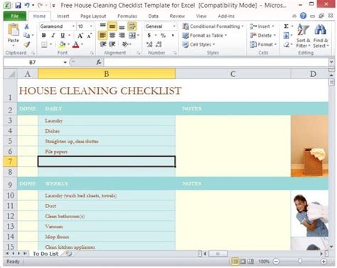 Free House Cleaning Checklist Template For Excel