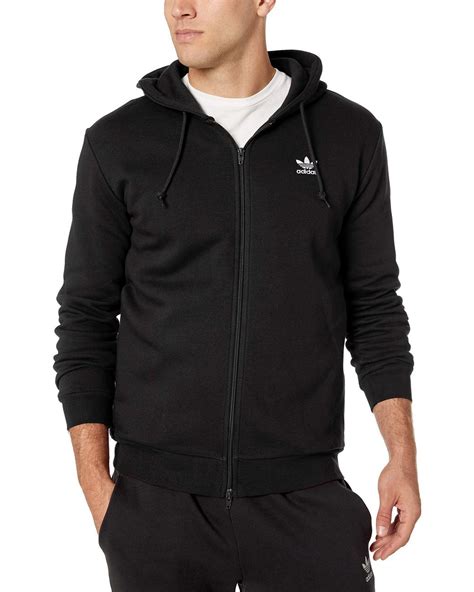 adidas Originals Trefoil Full-zip Fleece Hoodie in Black for Men - Save ...