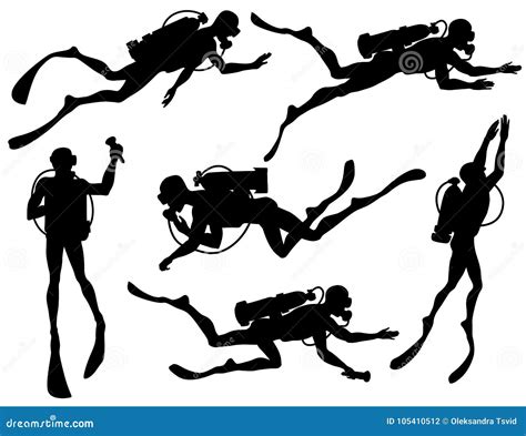 Ensemble De Vecteur De Plongeur Silhouettes Illustration de Vecteur - Illustration du ...