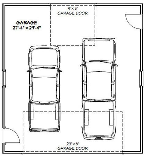 28x30 2-Car Garage -- 840 sq ft -- PDF Floor Plan -- Instant Download -- Model 10E | Garage ...