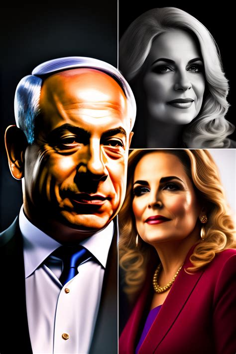 Lexica - Benjamin Netanyahu,+Sarah Netanyahu. all on one photo.studio lightning.portrait