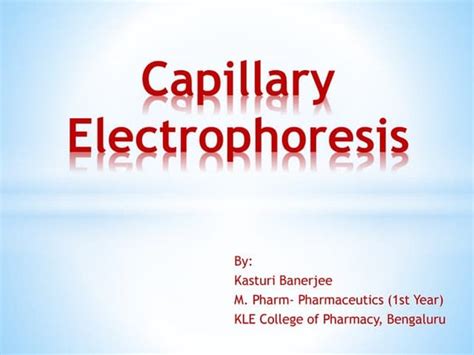 Capillary electrophoresis principles and applications