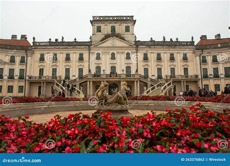 Beautiful Shot of Esterhazy Palace in Hungary, Fountains and English Garden Editorial ...