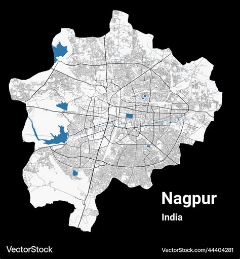 Nagpur map detailed map of city Royalty Free Vector Image