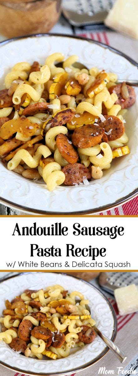 Andouille Sausage Pasta Recipe w/ White Beans & Delicata Squash