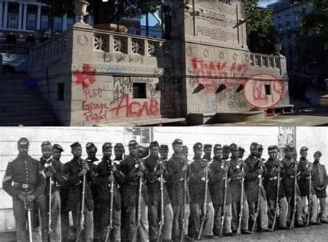 BLM vandalized the 54th Massachusetts Regiment Memorial..pictured is the 54th Massachusetts ...