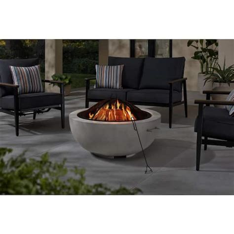 Teamson Home 30 Outdoor Round Wood Burning Fire Pit With Faux Concrete ...