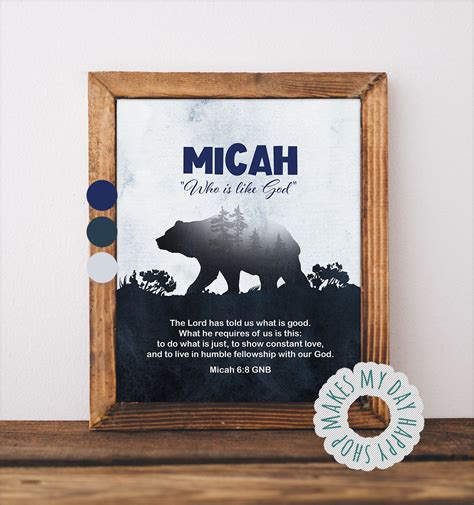 Micah 6:8 Custom Biblical Name Meaning wall artPersonalized | Etsy