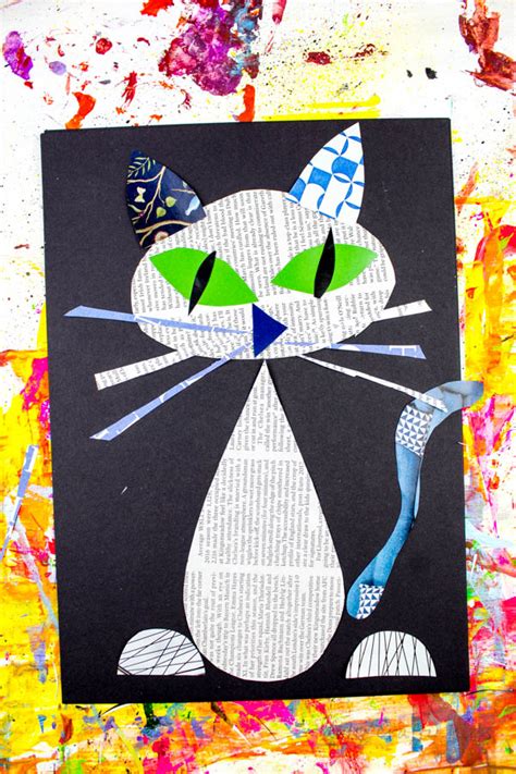 Cool Cat Newspaper Art Project for Kids - Arty Crafty Kids