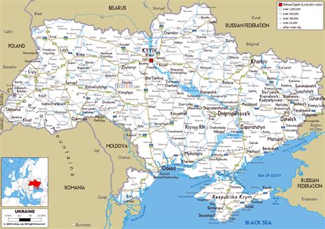 Large road map of Ukraine with cities and airports | Ukraine | Europe | Mapsland | Maps of the World