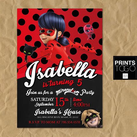 Ladybug Birthday Invites Miraculous Ladybug Invitation Digital Printable Invite | BirthdayBuzz