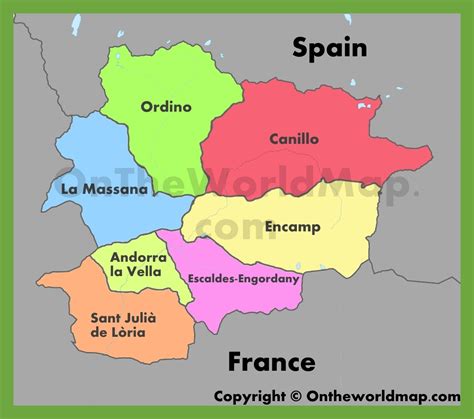 Administrative map of Andorra - Ontheworldmap.com