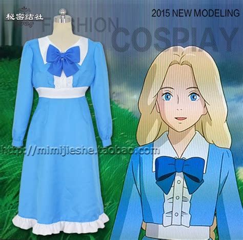 Japanese Anime When Marnie Was There cosplay Many cos blue color girl Princess dress costume ...