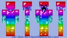 Rainbow Creeper In Rainbow Armor Minecraft Skin