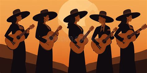 Female Mariachi Silhouette Illustration Stock Illustration ...