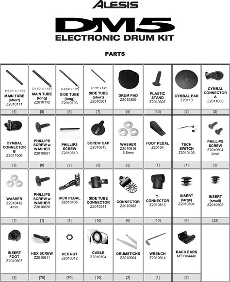 Alesis Electronic Drum Kit Dm5 Parts List