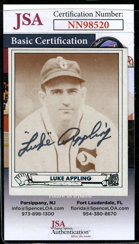 Luke Appling JSA Coa Autograph 1983 TCMA 1942 Play Ball Hand Signed ...