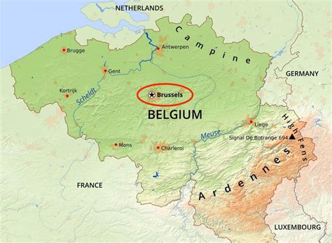 Brussels geographic map - Bruxelles geographic map (Belgium)