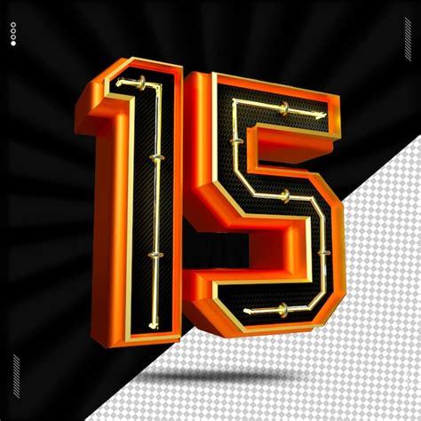 Premium PSD | 3d render number 15 font neon