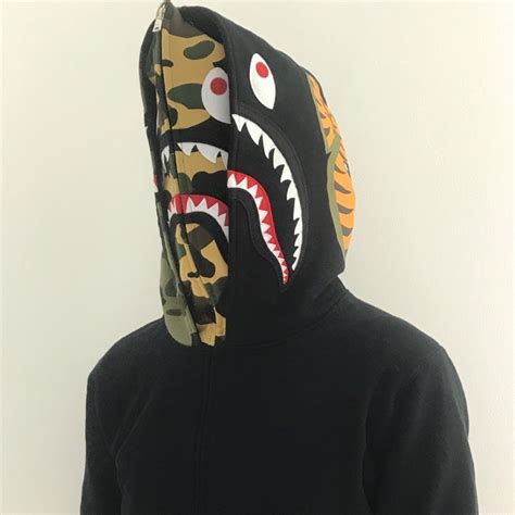 BAPE Double Hoodie Shark Full Zip Hoodie, Men's Fashion, Clothes on Carousell