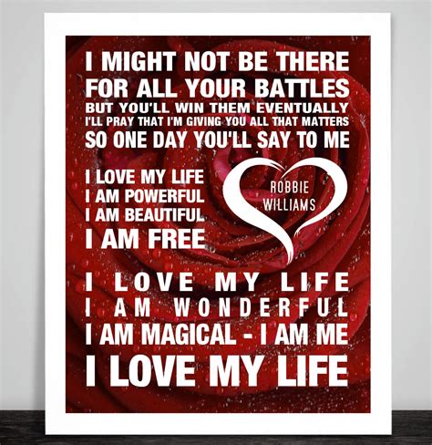 Robbie Williams Love My Life Music Song Lyrics Textured - Etsy UK