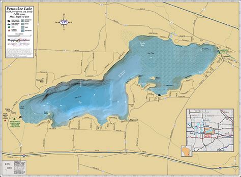 Pewaukee Lake Wall Map