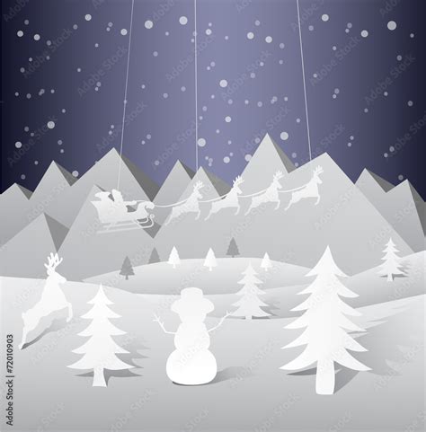 Christmas vector with flying santa and reindeer Stock Vector | Adobe Stock