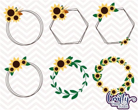 Sunflower - Monogram Frame - Summer - Sunflower Bundle - So Fontsy