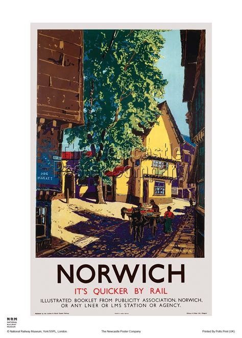 Norwich Norfolk Vintage Railway Travel Poster