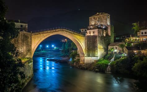 Wallpaper Bosnia and Herzegovina Mostar Bridges river 2048x1281