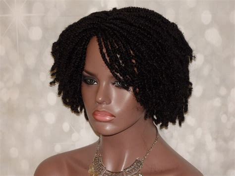 Handmade Glueless Braided Crochet Wig Afro Kinky SPRING Twist Colour 1 ...