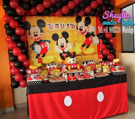 Mickey Mouse, Decoración Mickey mouse para casa con torta y bocaditos personalizados, Mickey ...