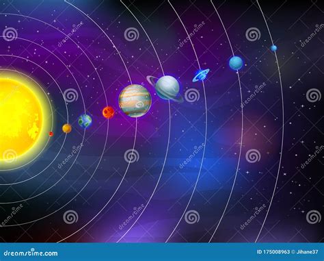 Colorful Solar System in Milky Way Galaxy Space View Cartoon Stock ...